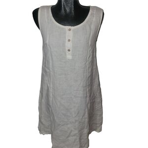 M Made In Italy Sleeveless White Linen A-line Shift Mid-length Dress M